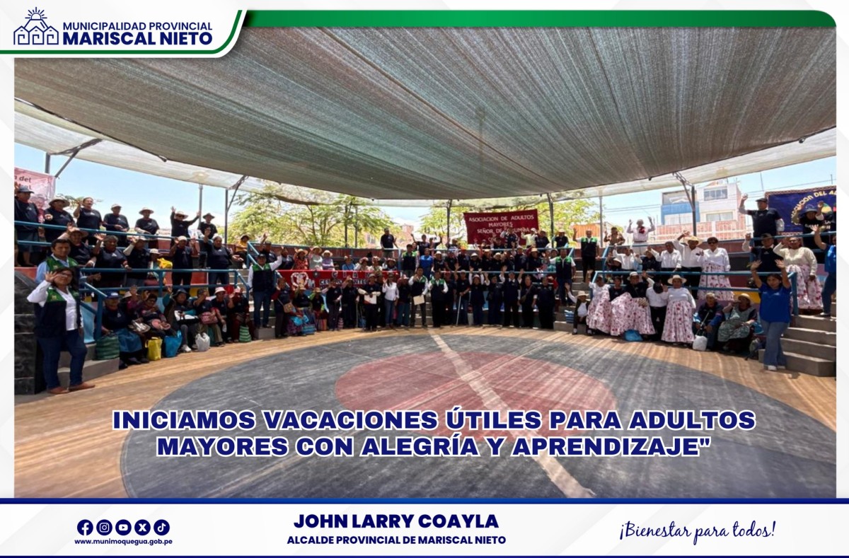 Con el objetivo de brindar espacios de aprendizaje y recreación para los adultos mayores, la Sub Gerencia de Desarrollo Social de la Municipalidad Provincial Mariscal Nieto lanzó el programa de Vacaciones Útiles, que en esta edición ofrecerá talleres de hidroponía y danzas, marcando un hito al ser la primera vez que se desarrollan en la región.