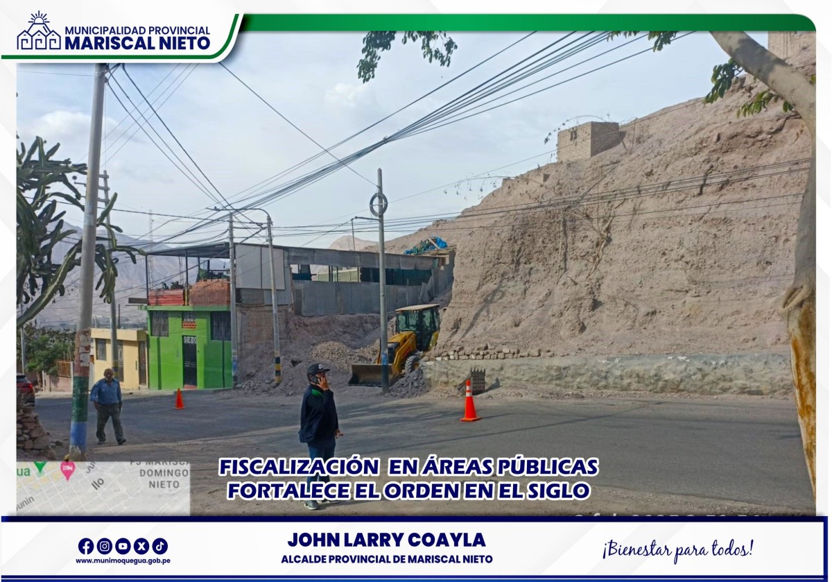 La Municipalidad Provincial de Mariscal Nieto a través de la Gerencia de Desarrollo Urbano Ambiental y Acondicionamiento, realizó un operativo de control y notificación preventiva en el sector Cercado – Barrio El Siglo.
