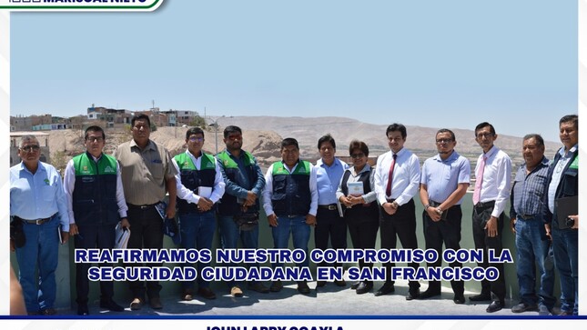 En un esfuerzo conjunto por fortalecer la seguridad ciudadana, funcionarios de la Municipalidad Provincial Mariscal Nieto se reunieron con funcionarios de la Municipalidad del Centro Poblado de San Francisco.