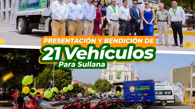 Municipalidad de Sullana presenta y bendice a 21 vehículos