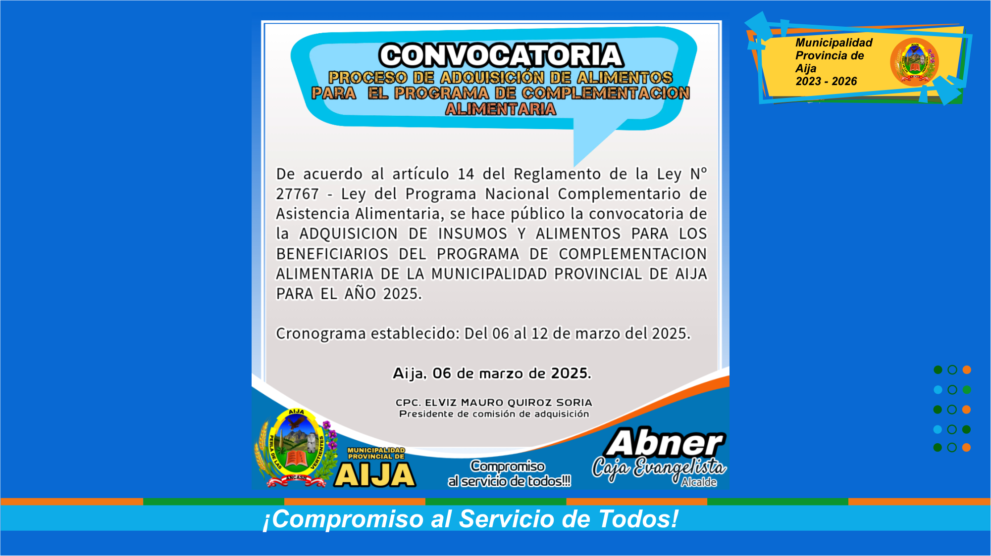 Proceso de Adquisición de Alimentos para el Programa de Complementación Alimentaria