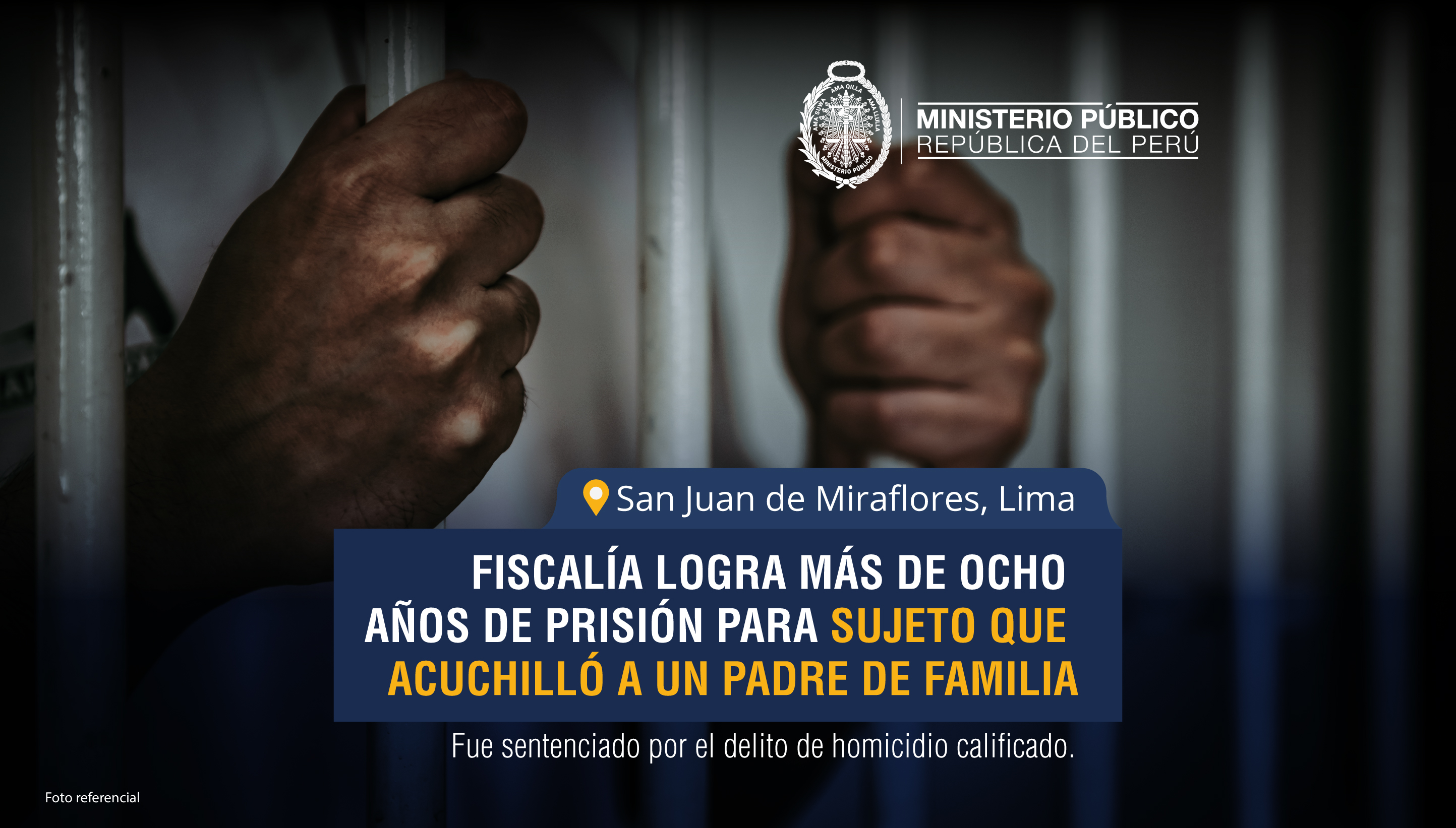 Fiscalía logra más de ocho años de prisión un para sujeto que acuchilló a una persona en San Juan de Miraflores.