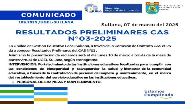 Comunicado N°109-2025
