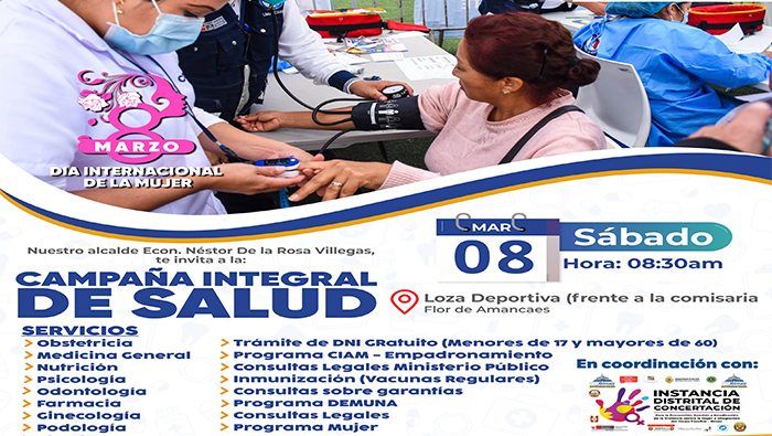 ¡ Campaña Integral de Salud por el Día Internacional de la Mujer en flor de Amancaes !