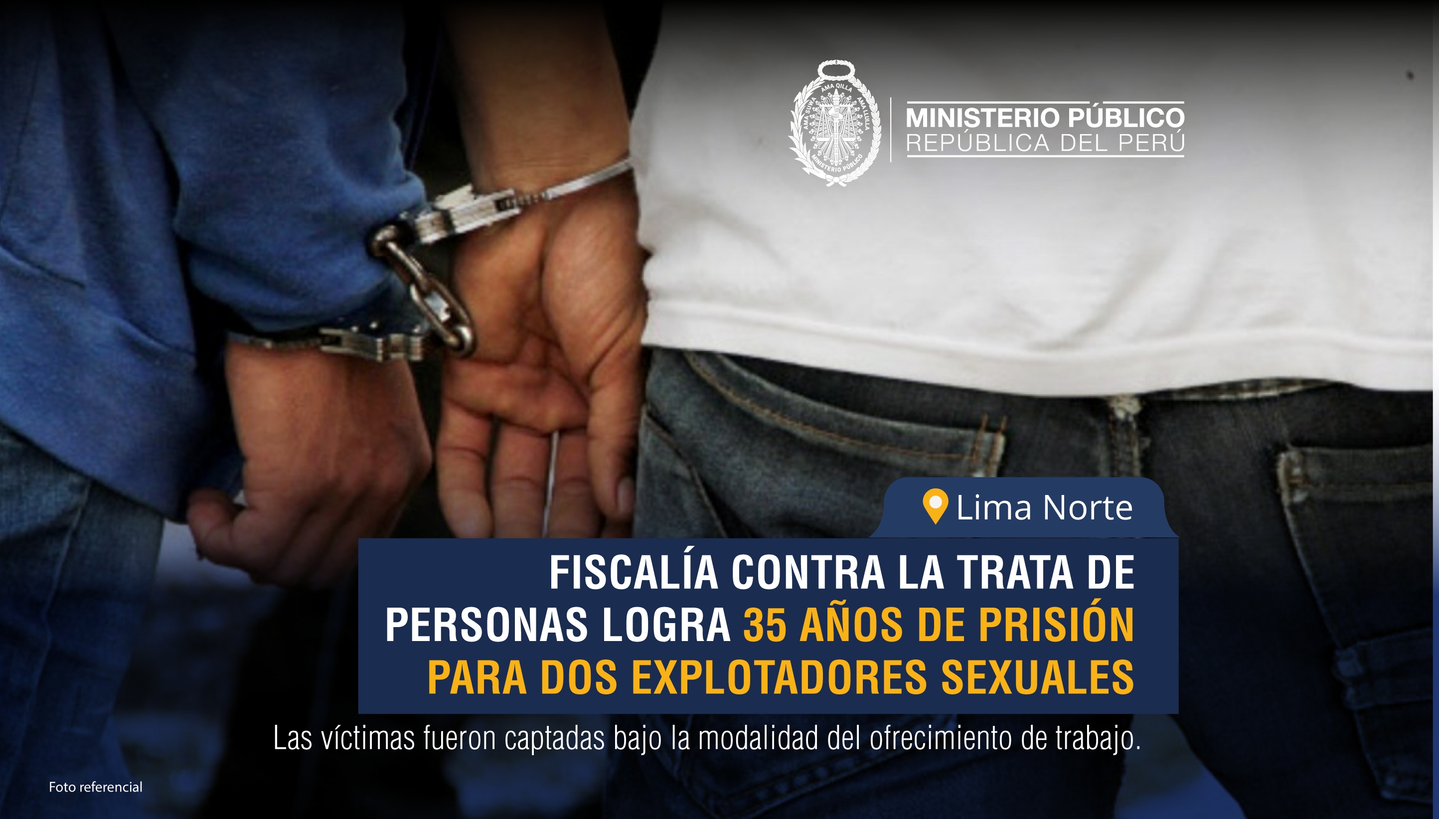 Fiscalía contra la Trata de Personas logra 35 años de prisión para dos explotadores sexuales en Lima Norte.