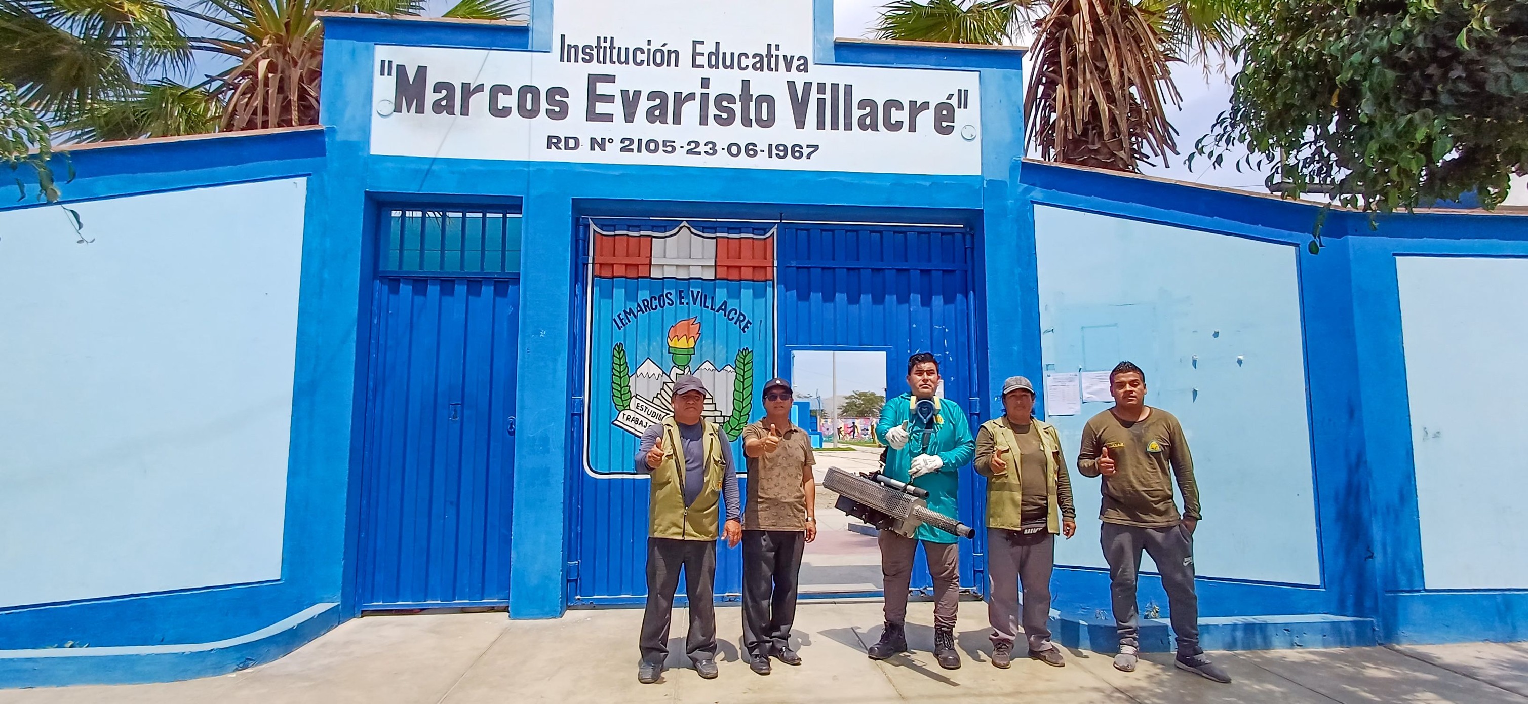Desinfección de la I.E. Marcos Evaristo Villacré de Nepeña