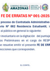 Vista preliminar de documento FE DE ERRATAS CAS TRANSITORIO N° 002- RESIDENCIA ESTUDIANTIL-2025