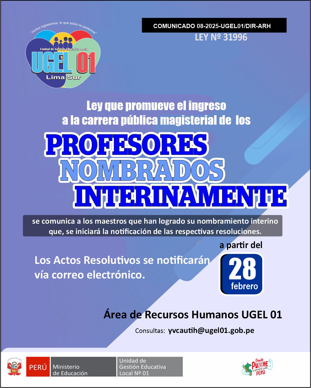 Profesores Nombrados Interinamente a partir del 28 de febrero