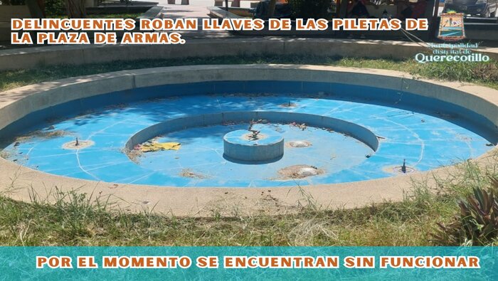 Sustrajeron las llaves de las piletas ubicadas en la Plaza de Armas