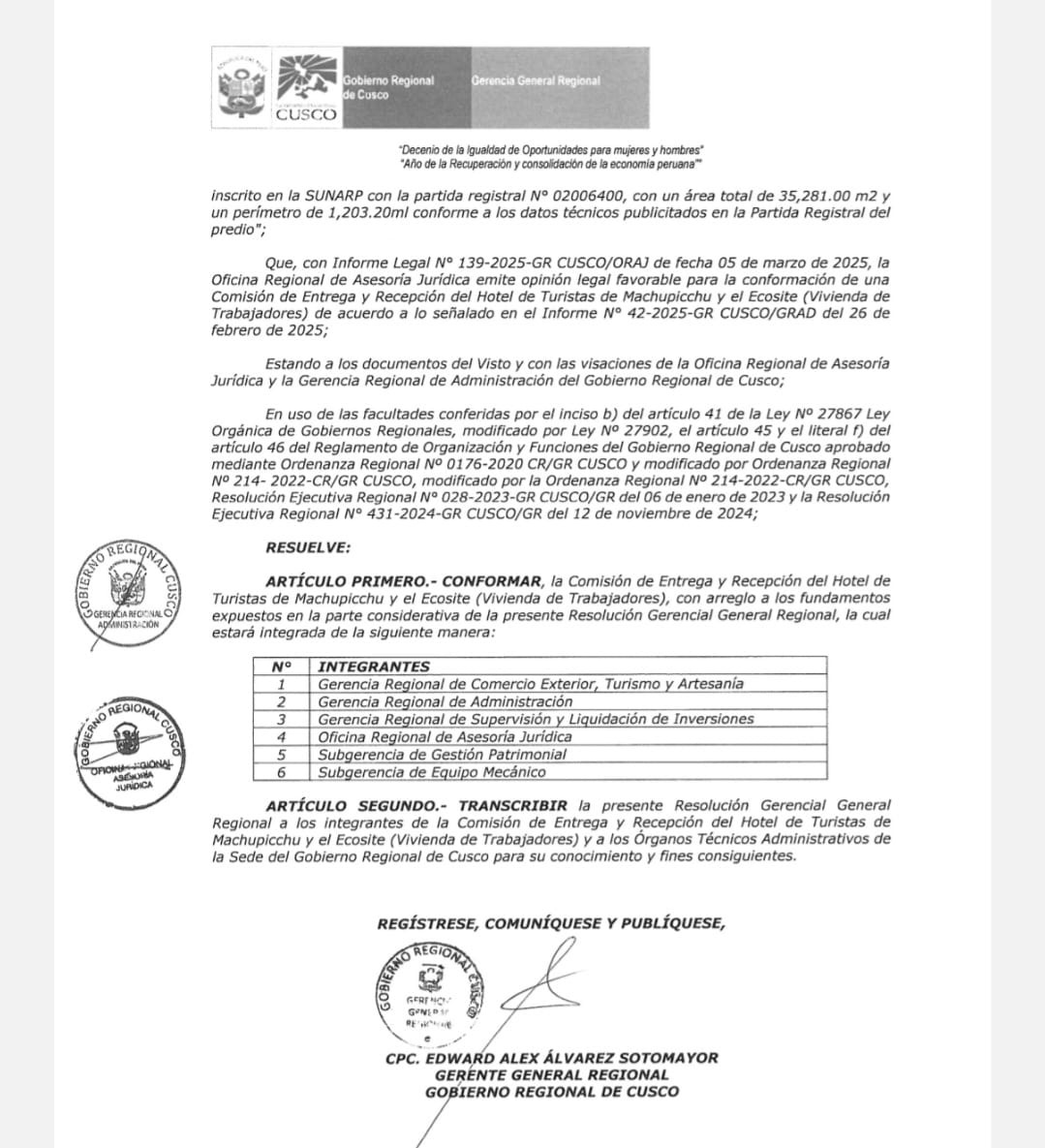 En Defensa Del Cusco: Conforman Comisión De Entrega Y Recepción Del Hotel Sanctuary Lodge De Machupicchu