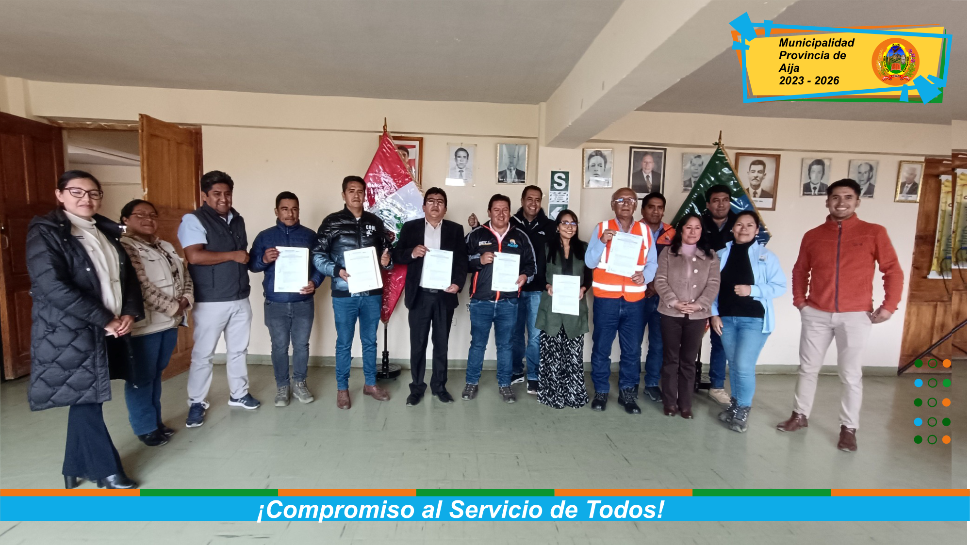 Firma del acta de entrega de terreno para la actualización y adecuación del estudio de la futura vía asfaltada AN-109 Recuay Aija Huaraz