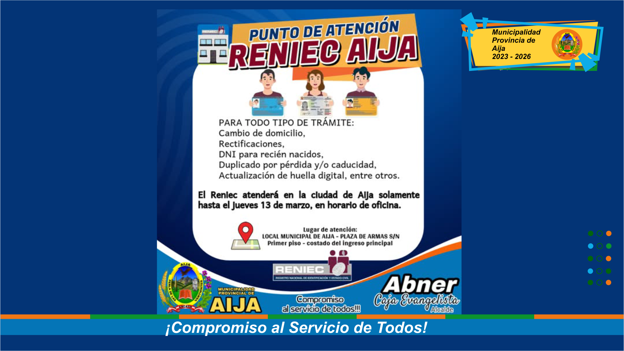 Atención descentralizada para trámites de DNI azul y DNI de menores de edad