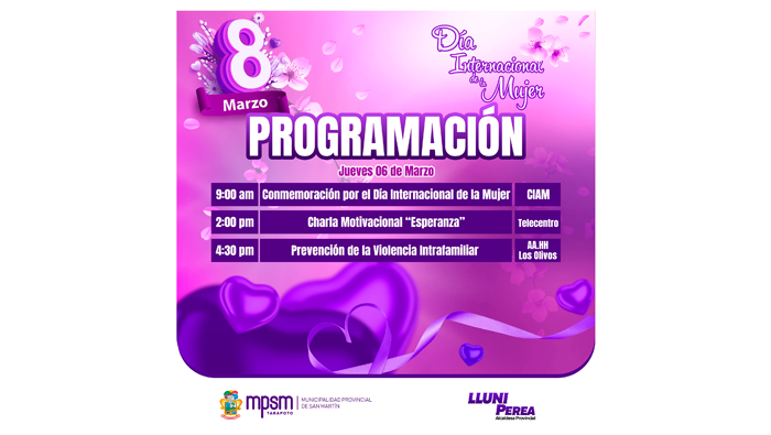 ProgramaciΓ³n general en marco por el "DΓa Internacional de la Mujer":