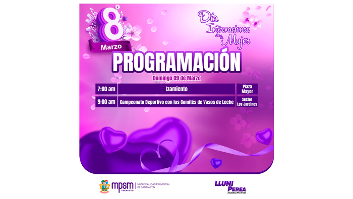 ProgramaciΓ³n general en marco por el "DΓa Internacional de la Mujer":