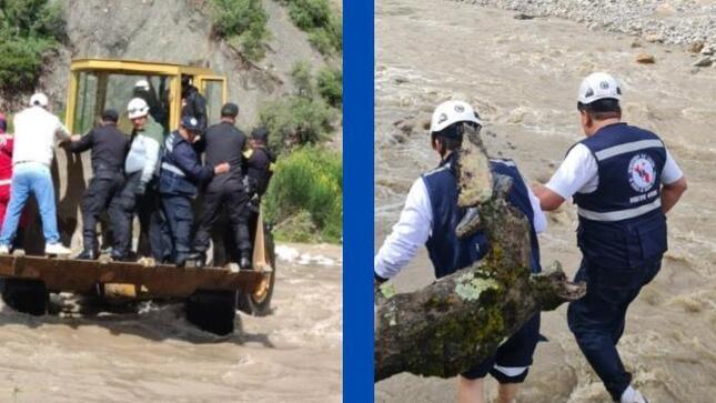 Brigadistas de intervención inicial y personal de salud del Minsa atienden a personas afectadas por huaicos en Apurímac