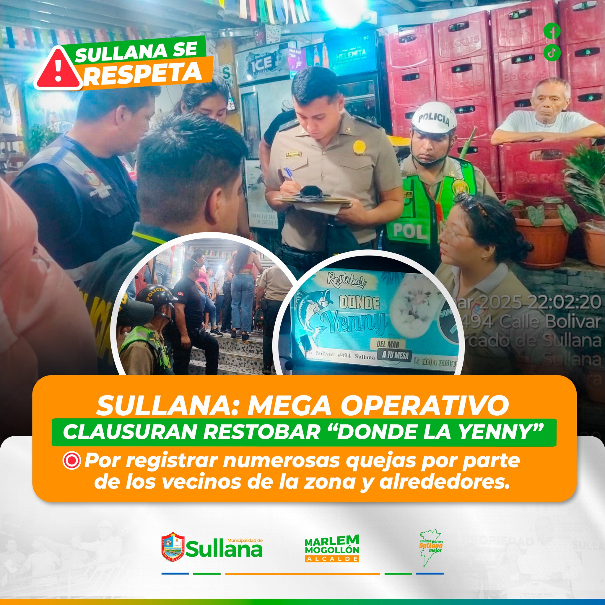 Sullana: en mega operativo clausuran restobar “Donde la Yenny”