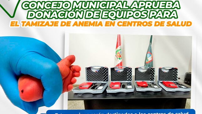 Municipalidad de Sullana aprueba donación de equipos para el tamizaje de anemia en centros de salud