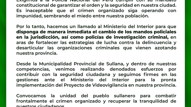 ¡Basta de violencia en Sullana! 