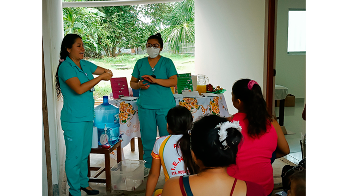 Segunda fecha de sesiones demostrativas saludable en centro de salud Huayco y Santa Rosa de Cumbaza.