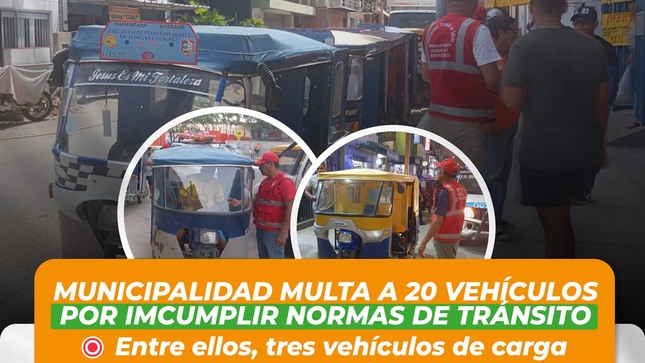 Sullana: Municipalidad multa a 20 vehículos por incumplir normas de tránsito