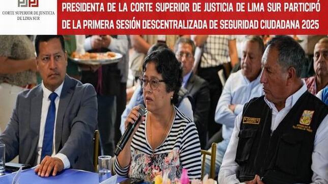 Presidenta de la Corte Superior de Justicia de Lima Sur participó de la Primera Sesión Descentralizada de Seguridad Ciudadana 2025