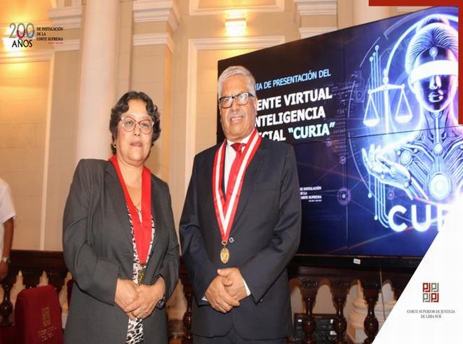 Innovación judicial: Presidenta de la Corte de Lima Sur participa de la presentación del Asistente Virtual "Curia" en la Corte Suprema