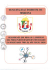 Vista preliminar de documento REGLAMENTO QUE REGULA EL PROCESO DEL PRESUPUESTO PARTICIPATIVO BASADOS EN RESULTADOS PARA EL AÑO FISCAL 2026