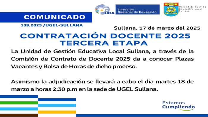 Comunicado N°139-2025