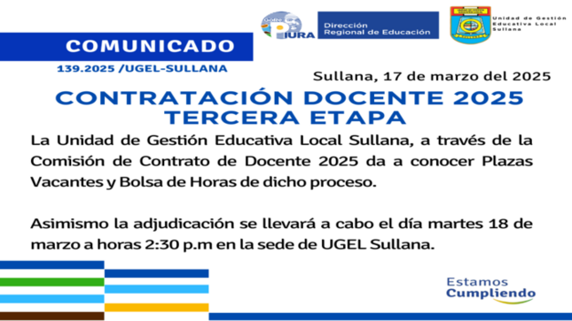 Comunicado N°139-2025