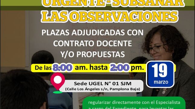 Contratación Docente Urgente subsanar las observaciones