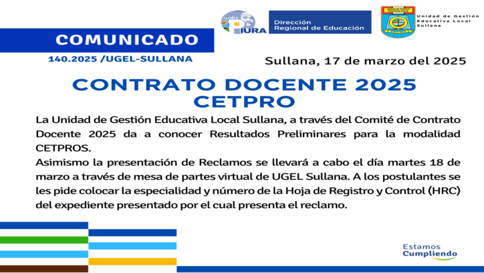 Comunicado N°140-2025