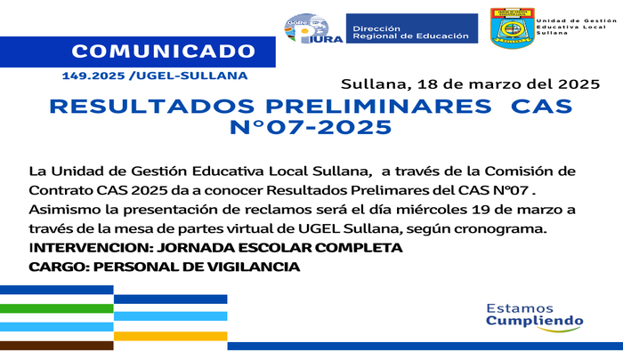 Comunicado N°149-2025