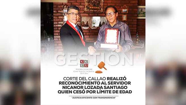 Corte Superior del Callao realizó reconocimiento al servidor Nicanor Lozada Santiago quien cesó por límite de edad