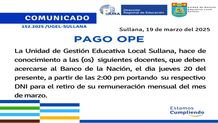 Comunicado N°152-2025