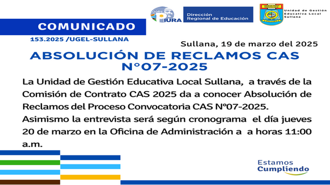 Comunicado N°153-2025
