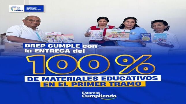 DREP cumple con la entrega del 100 % de materiales educativos en el primer tramo