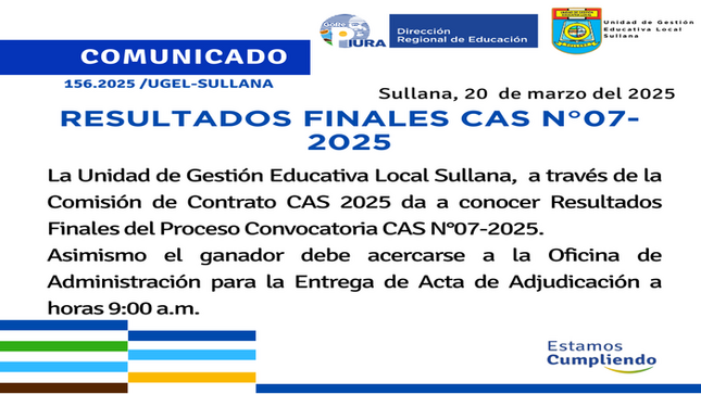 Comunicado N°156-2025