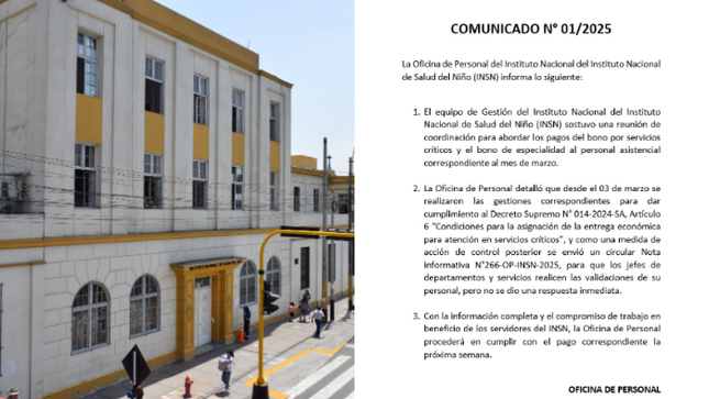 Pagos del bono por servicios críticos y el bono de especialidad al personal asistencial