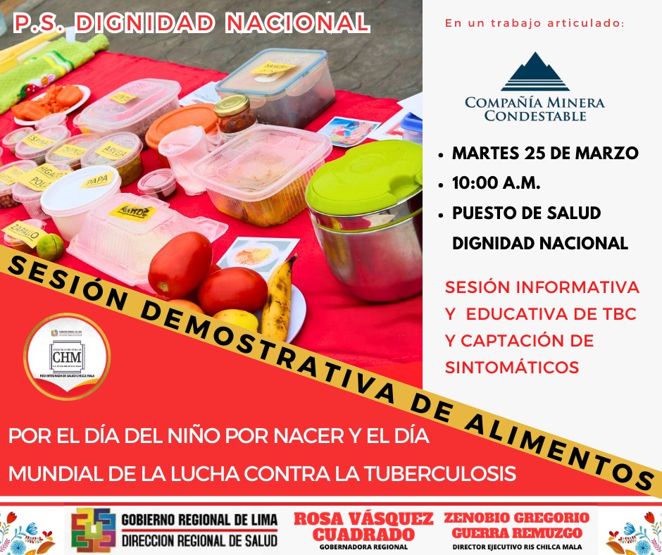 RIS Chilca Mala realizará sesión demostrativa de alimentos en Dignidad Nacional de Mala