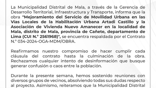 La Municipalidad de Mala Te Informa
