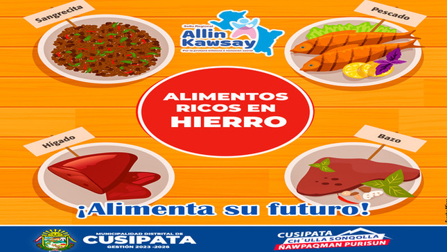 La municipalidad de Cusipata, mediante el proyecto de seguridad alimentaria, viene impulsando el consumo de alimentos ricos en hierro