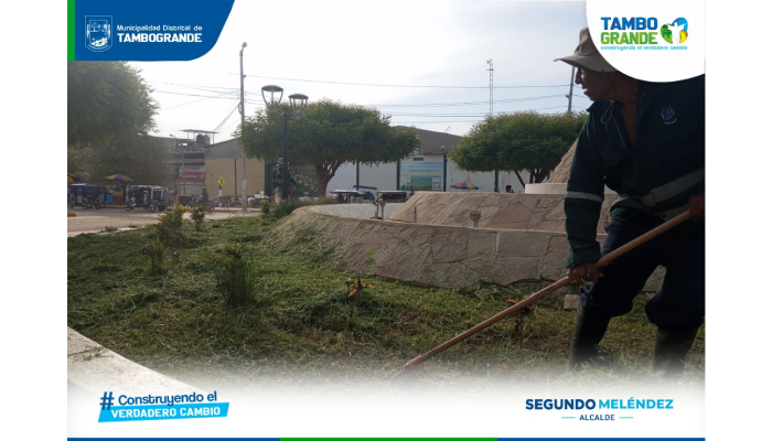 Comuna tambograndina realiza trabajos de mantenimiento de áreas verdes