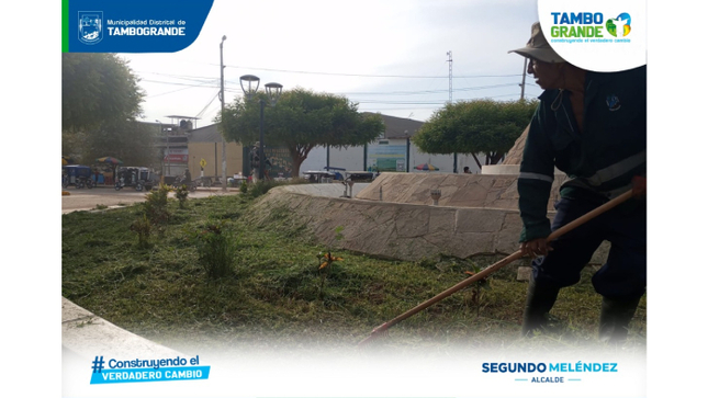 Comuna tambograndina realiza trabajos de mantenimiento de áreas verdes 