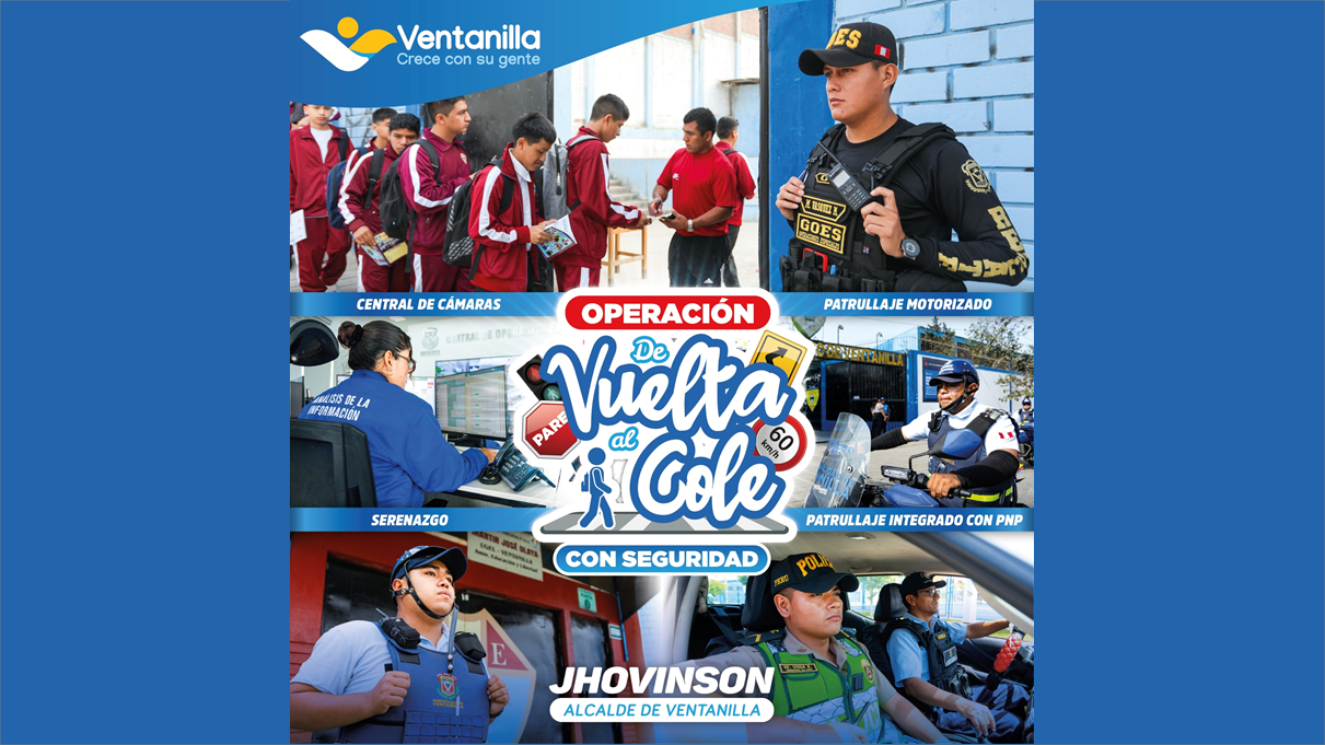 El regreso a clases en Ventanilla es seguro gracias al trabajo conjunto de nuestra Central de Cámaras, Serenazgo y la PNP, reforzando la vigilancia en colegios. 🚔🎒📚o
