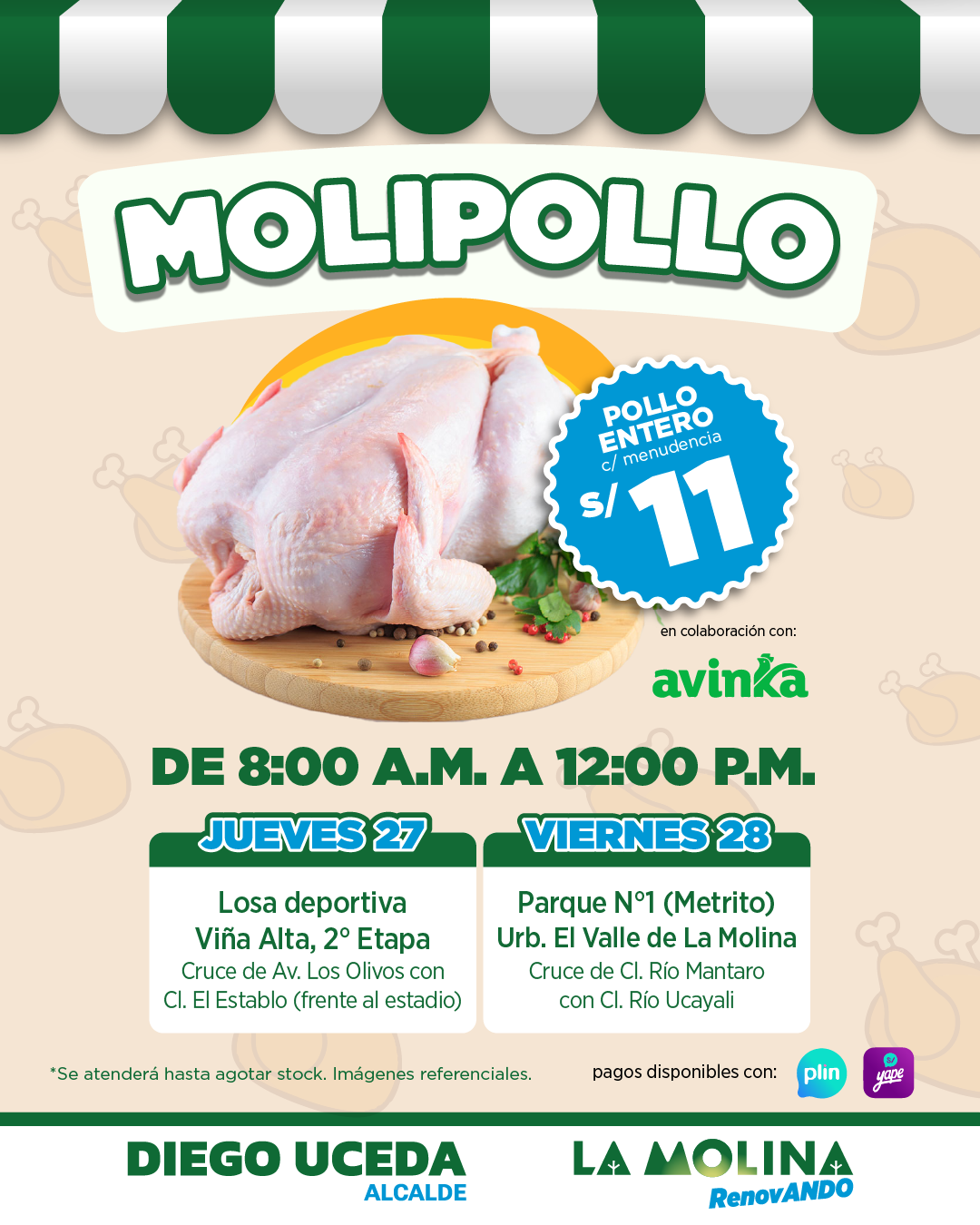 ¡Pollo entero a solo 11 soles en La Molina!