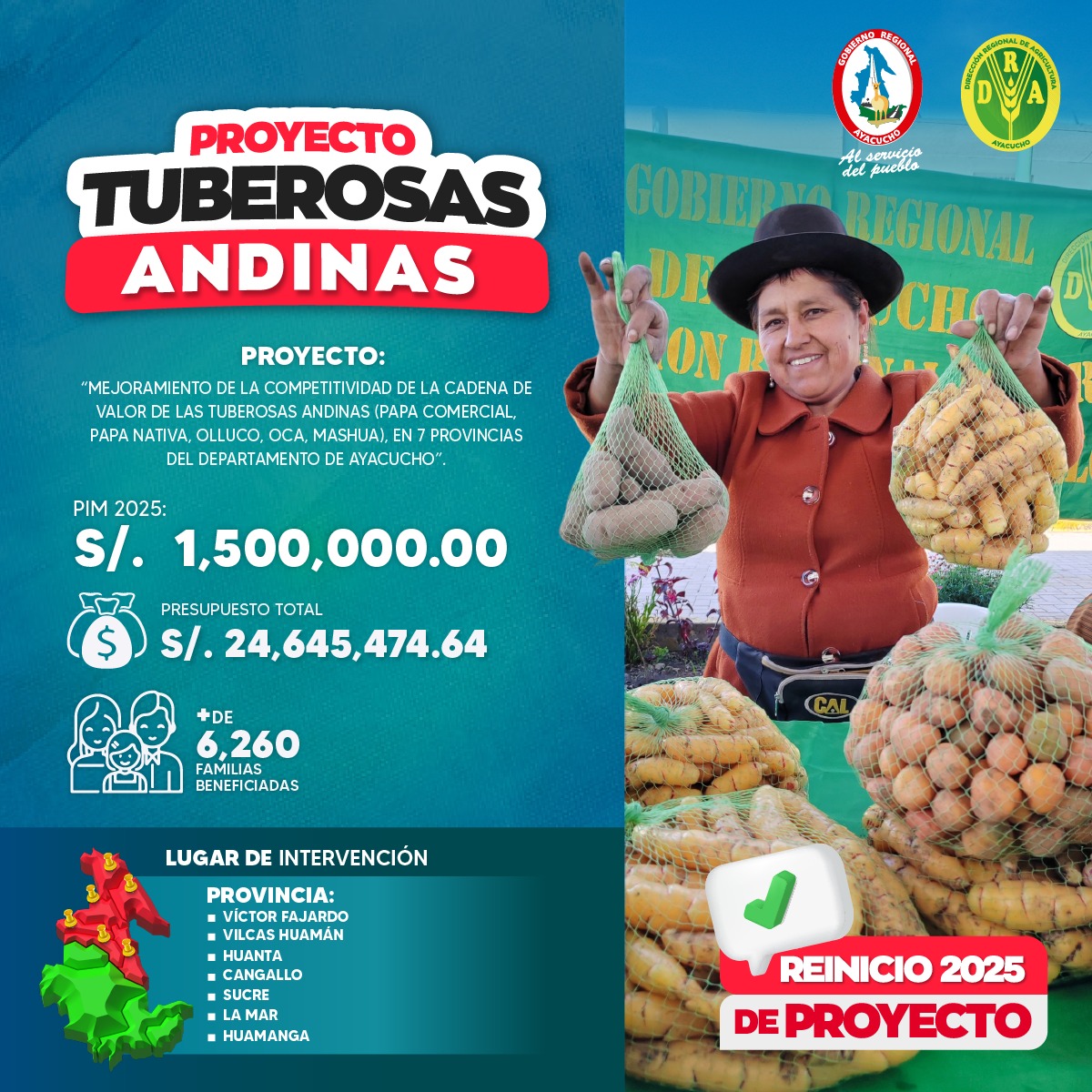 DRA Ayacucho reinició ejecución del proyecto Tuberosas Andinas en beneficio 6263 agricultores
