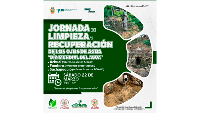Gran jornada de limpieza y recuperación de los ojos de agua en el marco por el Día Mundial del Agua.