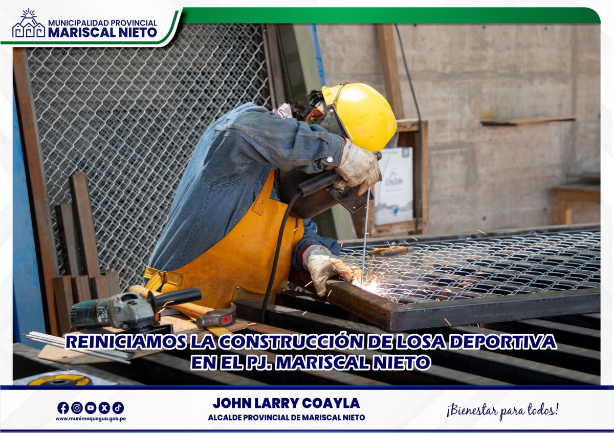 Con el firme objetivo de promover la práctica deportiva y recreativa, la Municipalidad Provincial Mariscal Nieto, bajo la dirección del alcalde John Larry Coayla, ha reiniciado la ejecución de un importante proyecto de mejoramiento en la losa deportiva N° 5, ubicada en el Pueblo Joven Mariscal Nieto.