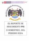 Vista preliminar de documento Reporte de Seguimiento POI (I Semestre), del Periodo 2024.