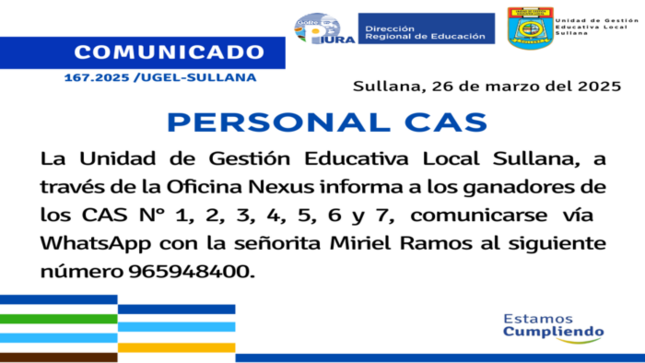 Comunicado N°167-2025